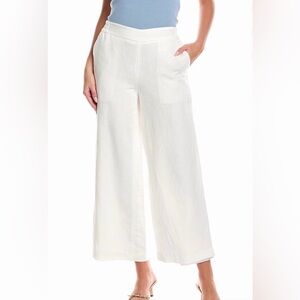 Tahari Linen Women's White Wide Leg Cropped Pants